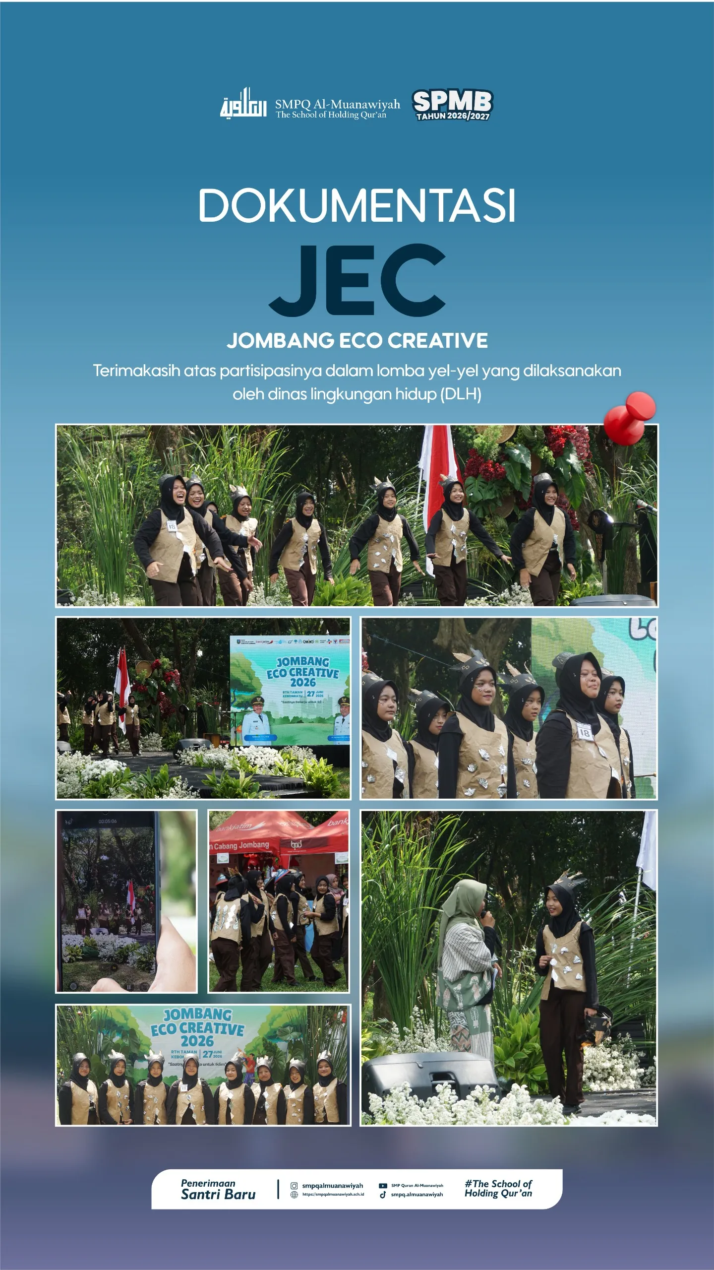 penampilan para siswi smp quran al-muanawiyah dalam lomba yel-yel lingkungan di Jombang Eco Creative (JEC) 2026