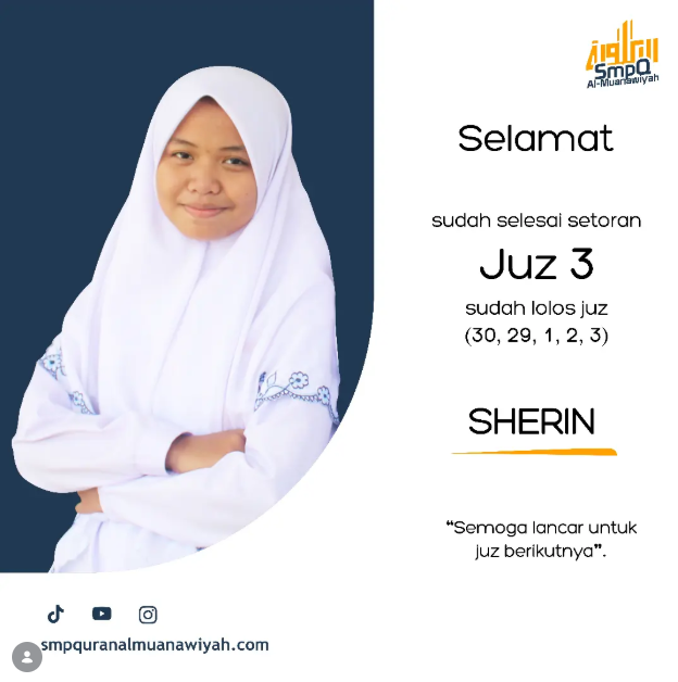 Capaian Program Tahfidz | Sherin Telah Menyelesaika Setoran Juz 3